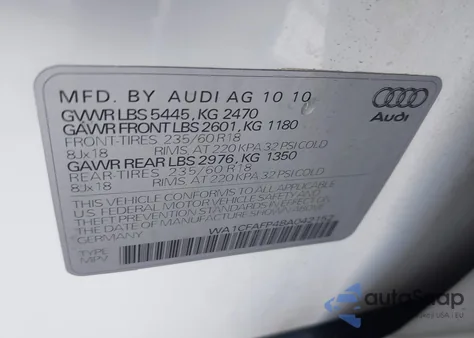 2011 Audi Q5 2.0T Premium from USA, damaged, VIN WA1CFAFP4BA042152